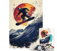 Rompecabezas de 1000 Piezas para Adolescentes Silueta de Snowboarder 1000 Piezas Juguetes de decoración para el hogar diversión Familiar cumpleaños y Navidad (75x50cm)