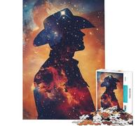 Rompecabezas de 1000 Piezas para Adolescentes Silueta de Vaquero galáctico Juego práctico Juguetes adictivos para Cultivar la Paciencia Regalos artísticos Aprendizaje Educativo tamaño 38x26cm