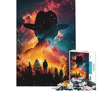 Rompecabezas de 1000 Piezas para Adolescentes Silueta de Vaquero galáctico Juguete Educativo de 1000 Piezas desafío difícil Juego Divertido y desafiante para Toda la Familia (38x52cm)