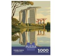 Rompecabezas De 1000 Piezas para Adolescentes Singapore Skyline with Marina Bay Sands Rompecabezas Juegos Divertidos Regalos para Mujeres Cumpleaños Y Navidad 70x50cm/1000pcs