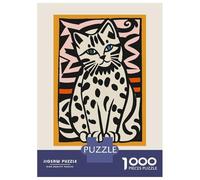 Rompecabezas De 1000 Piezas para Adolescentes Sitting Retro Cat Rompecabezas para Adultos Juego Práctico Ensamblaje De Patrones Regalos para Reducir El Estrés 38x26cm/1000pcs