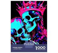 Rompecabezas De 1000 Piezas para Adolescentes Skeletal Embrace Neon Crowned Love Rompecabezas para Adultos Juguetes DIY para La Diversión Familiar para Cumpleaños, Navidad 38x26cm/1000pcs