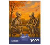 Rompecabezas De 1000 Piezas para Adolescentes Skeletons on Bench in Autumn Rompecabezas para Adultos Juego Práctico Decoración del Hogar Cumpleaños Y Navidad 70x50cm/1000pcs