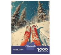 Rompecabezas De 1000 Piezas para Adolescentes Ski Vintage Skiing Rompecabezas para Adultos Juegos Relajantes Corte De Precisión Cumpleaños 52x38cm/1000pcs