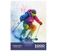 Rompecabezas De 1000 Piezas para Adolescentes Skier in Colorful Snow Rompecabezas Juegos Relajantes Decoración De Pared Regalos para Amigos Y Familiares 70x50cm/1000pcs