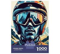 Rompecabezas De 1000 Piezas para Adolescentes Skier Portrait with Mountain Reflection Rompecabezas para Adolescentes Juego Familiar Mejora La Memoria Cumpleaños Y Navidad 70x50cm/100