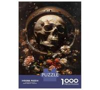 Rompecabezas De 1000 Piezas para Adolescentes Skull and Flowers Art Print Rompecabezas para Adultos Juego Familiar Análisis Y Lógica Interacción Entre Padres E Hijos 70x50cm/1000pcs