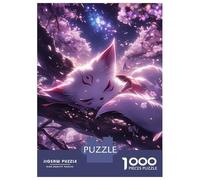 Rompecabezas De 1000 Piezas para Adolescentes Sleeping Kitsune in Cherry Blossoms Rompecabezas Juegos Relajantes Decoración De Pared Regalos para Amigos Y Familiares 52x38cm/1000pcs