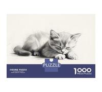 Rompecabezas De 1000 Piezas para Adolescentes Sleeping Kitten Drawing Rompecabezas para Adultos Juego Práctico Ensamblaje De Patrones Regalo De Cumpleaños, Regalos, 38x26cm/1000pcs