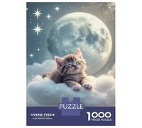 Rompecabezas De 1000 Piezas para Adolescentes Sleeping Kitten on Cloud Rompecabezas para Adultos Juegos Relajantes Decoración del Hogar Juego Desafiante Regalos 70x50cm/1000pcs