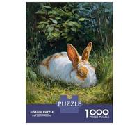 Rompecabezas De 1000 Piezas para Adolescentes Sleeping Rabbit in Lush Greenery Rompecabezas para Adultos Juegos Relajantes Decoración del Hogar Actividades Divertidas En Casa 38x26cm/1000pcs