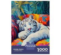 Rompecabezas De 1000 Piezas para Adolescentes Sleeping White Tiger Rompecabezas para Adultos Juegos Relajantes Vacaciones En Casa Matar El Tiempo 38x26cm/1000pcs