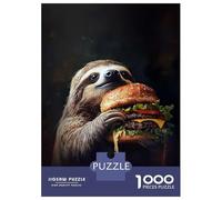 Rompecabezas De 1000 Piezas para Adolescentes Sloth Eating Burger Rompecabezas Juegos Relajantes para La Diversión Familiar Cumpleaños Y Navidad 70x50cm/1000pcs