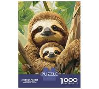 Rompecabezas De 1000 Piezas para Adolescentes Sloth Mom and Baby Rompecabezas para Adultos Juegos Relajantes Decoración del Hogar Juego Desafiante Regalos 52x38cm/1000pcs