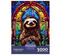 Rompecabezas De 1000 Piezas para Adolescentes Sloth Stained Glass Rompecabezas para Adultos Juego Práctico Ensamblaje De Patrones Regalos para Reducir El Estrés 70x50cm/1000pcs
