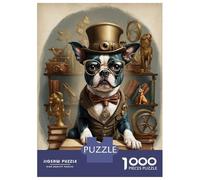 Rompecabezas De 1000 Piezas para Adolescentes Smart Boston Terrier Rompecabezas para Adultos Juegos De Relajación Ensamblaje De Patrones Diversión En Casa Actividades, 70x50cm/1000pcs