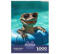 Rompecabezas De 1000 Piezas para Adolescentes Smiling Alligator in Pool Rompecabezas para Adultos Juego Práctico Pero Divertido Y Humorístico Regalos para Reducir El Estrés 52x38cm/1000pcs