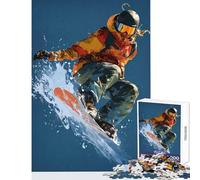 Rompecabezas de 1000 Piezas para Adolescentes Snowboarder en acción decoración del hogar Juguetes Ideas de Regalo Juego de ingenio con póster a Juego y Hoja de Trivia tamaño 38x26cm