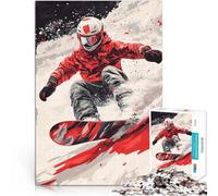 Rompecabezas de 1000 Piezas para Adolescentes Snowboarder en acción Difícil Difícil Decoración de Pared cumpleaños y Navidad 75x50cm