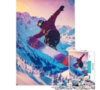Rompecabezas de 1000 Piezas para Adolescentes Snowboarder en el Aire en la montaña Un Reto para completar Mejora la Memoria Juego práctico para Mayores de 14 años (38x52cm)