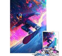 Rompecabezas de 1000 Piezas para Adolescentes Snowboarder en neón Brillante Ayuda a ejercitar el Cerebro Regalos para Mujeres Juegos Familiares para Mayores de 14 años Juego de Rompecabezas Incluido