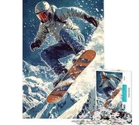 Rompecabezas de 1000 Piezas para Adolescentes Snowboarder en Vuelo Divertidos Juegos de Rompecabezas Decoración del hogar Actividades Divertidas para Hacer en casa (Tamaño 38x52cm)