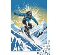 Rompecabezas De 1000 Piezas para Adolescentes Snowboarding Adventure in Mountains Rompecabezas para Adultos Juego Práctico Arte De Pared Oferta como Regalos para Toda La Familia 38x26cm/1000pcs