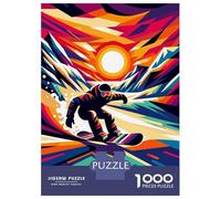 Rompecabezas De 1000 Piezas para Adolescentes Snowboarding WPAP Sunset Rompecabezas para Adultos Juegos Relajantes Mejora La Memoria Ayuda A Ejercitar El Cerebro 70x50cm/1000pcs