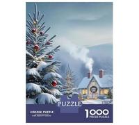 Rompecabezas De 1000 Piezas para Adolescentes Snowy Christmas Cottage Rompecabezas para Adultos Juegos De Relajación Ensamblaje De Patrones Diversión En Casa Actividades, 38x26cm/1000pcs