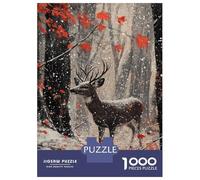 Rompecabezas De 1000 Piezas para Adolescentes Snowy Forest Deer Rompecabezas para Adolescentes Juguetes Antiestrés Regalos para Mujeres Regalos para Reducir El Estrés 38x26cm/1000pcs