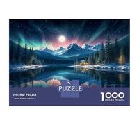 Rompecabezas De 1000 Piezas para Adolescentes Snowy Mountain Lake Reflections Rompecabezas Juegos Relajantes Decoración De Pared Regalos para Amigos Y Familiares 52x38cm/1000pcs