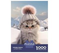 Rompecabezas De 1000 Piezas para Adolescentes Snowy Paws and Hat Rompecabezas Juegos Relajantes Decoración De Pared Regalos para Amigos Y Familiares 52x38cm/1000pcs