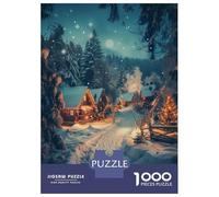 Rompecabezas De 1000 Piezas para Adolescentes Snowy Village Starry Sky Rompecabezas para Adultos Juguetes Antiestrés Difícil Difícil Desafiante De Completar 38x26cm/1000pcs