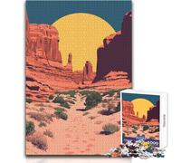 Rompecabezas de 1000 Piezas para Adolescentes: Sol Naciente sobre un cañón del Desierto,ilustración de Arte Minimalista de la Naturaleza,diversión Familiar y Noche de Juegos,análisis y lógica,Regalo