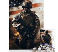 Rompecabezas de 1000 Piezas para Adolescentes Soldado Americano Juguetes antiestrés Regalos de Amigo Secreto Juego práctico interacción Entre Padres e Hijos tamaño 38x26cm