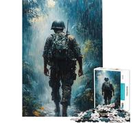 Rompecabezas de 1000 Piezas para Adolescentes Soldado bajo la Lluvia Rompecabezas para Adultos Juego Interactivo Decoración de Pared cumpleaños y Navidad (tamaño 50x75cm)