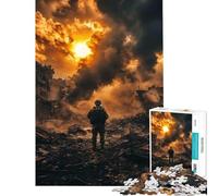 Rompecabezas de 1000 Piezas para Adolescentes Soldado en una Ciudad devastada por la Guerra Difícil y desafiante Decoración para el hogar Juegos relajantes para Mayores de 14 años 38x52cm