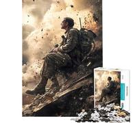 Rompecabezas de 1000 Piezas para Adolescentes Soldado en Zona de Guerra Un Reto para completar Diversión Familiar Juguete antiestrés para Mayores de 14 años (38x52cm)
