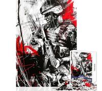 Rompecabezas de 1000 Piezas para Adolescentes Soldado Militar Rojo Juego Relajante Regalo de cumpleaños Juguete Educativo Que Ayuda a ejercitar el Cerebro (38x52cm)
