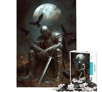 Rompecabezas de 1000 Piezas para Adolescentes Soledad a la luz de la Luna del Caballero Rompecabezas para Adolescentes Desafío Educativo de Corte de precisión Regalo de cumpleaños Regalos 38x52cm