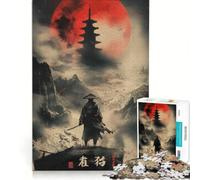Rompecabezas de 1000 Piezas para Adolescentes Soledad Samurái Luna Roja decoración de Pared Regalo de cumpleaños para Fortalecer el Amor Entre Parejas 38x26cm