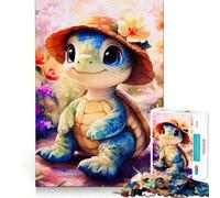 Rompecabezas de 1000 Piezas para Adolescentes Sombrero de Tortuga, jardín Floral, Arte de Corte preciso, Juego cognitivo, Regalo para Momentos de Juego tranquilos, decoración navideña (50x75cm)