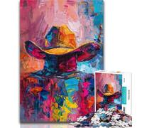 Rompecabezas de 1000 Piezas para Adolescentes, Sombrero de Vaquero, Juego de Preguntas, decoración de Pared, cumpleaños y Navidad, 50x75cm