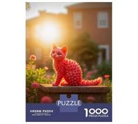 Rompecabezas De 1000 Piezas para Adolescentes Spiky Pink Cat in Golden Light Rompecabezas para Adultos Juego Familiar Antiestrés Cumpleaños Y Navidad 52x38cm/1000pcs