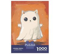 Rompecabezas De 1000 Piezas para Adolescentes Spooky Halloween Cat Ghost Rompecabezas para Adolescentes Juguetes Antiestrés Difícil Gran Regalo para Jugar 52x38cm/1000pcs