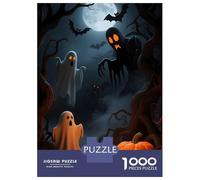 Rompecabezas De 1000 Piezas para Adolescentes Spooky Halloween Night with Ghosts and Pumpkins Rompecabezas Juegos Relajantes Decoración De Pared Regalos para Amigos Y Familiares 70x50cm/1000pcs