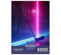 Rompecabezas De 1000 Piezas para Adolescentes Sport Neon Hockey Stick Rompecabezas para Adultos Juego De Ingenio Análisis Y Lógica Actividades Divertidas En Casa, 38x26cm/1000pcs