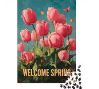 Rompecabezas De 1000 Piezas para Adolescentes Spring Tulips Garden Flag Rompecabezas Juegos Divertidos Desafío Difícil Cumpleaños Y Navidad 70x50cm/1000pcs