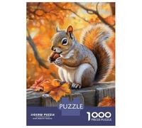 Rompecabezas De 1000 Piezas para Adolescentes Squirrel Eating Nut in Autumn Rompecabezas para Adolescentes Juego De Ingenio Mejora La Memoria Diversión En Casa Actividades, 52x38cm/1000pcs