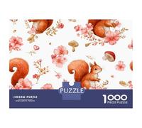 Rompecabezas De 1000 Piezas para Adolescentes Squirrel Floral Pattern Rompecabezas para Adultos Juegos Familiares Mejora La Memoria Cumpleaños Y Navidad 38x26cm/1000pcs